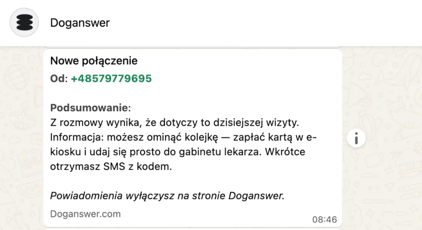 Dostajesz podsumowanie z Doganswer